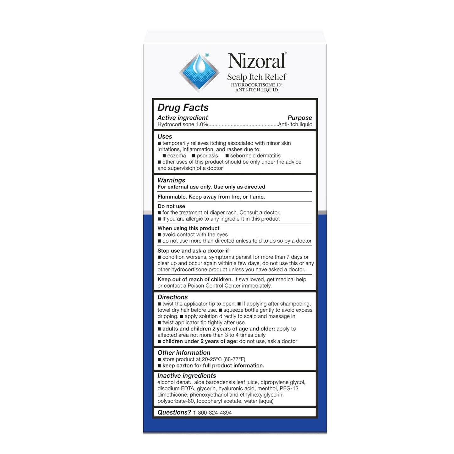 Nizoral Scalp Itch Relief Liquid - Maximum Strength Hydrocortisone 1% | 2 Fl Oz, Soothes & Hydrates Scalp Itch