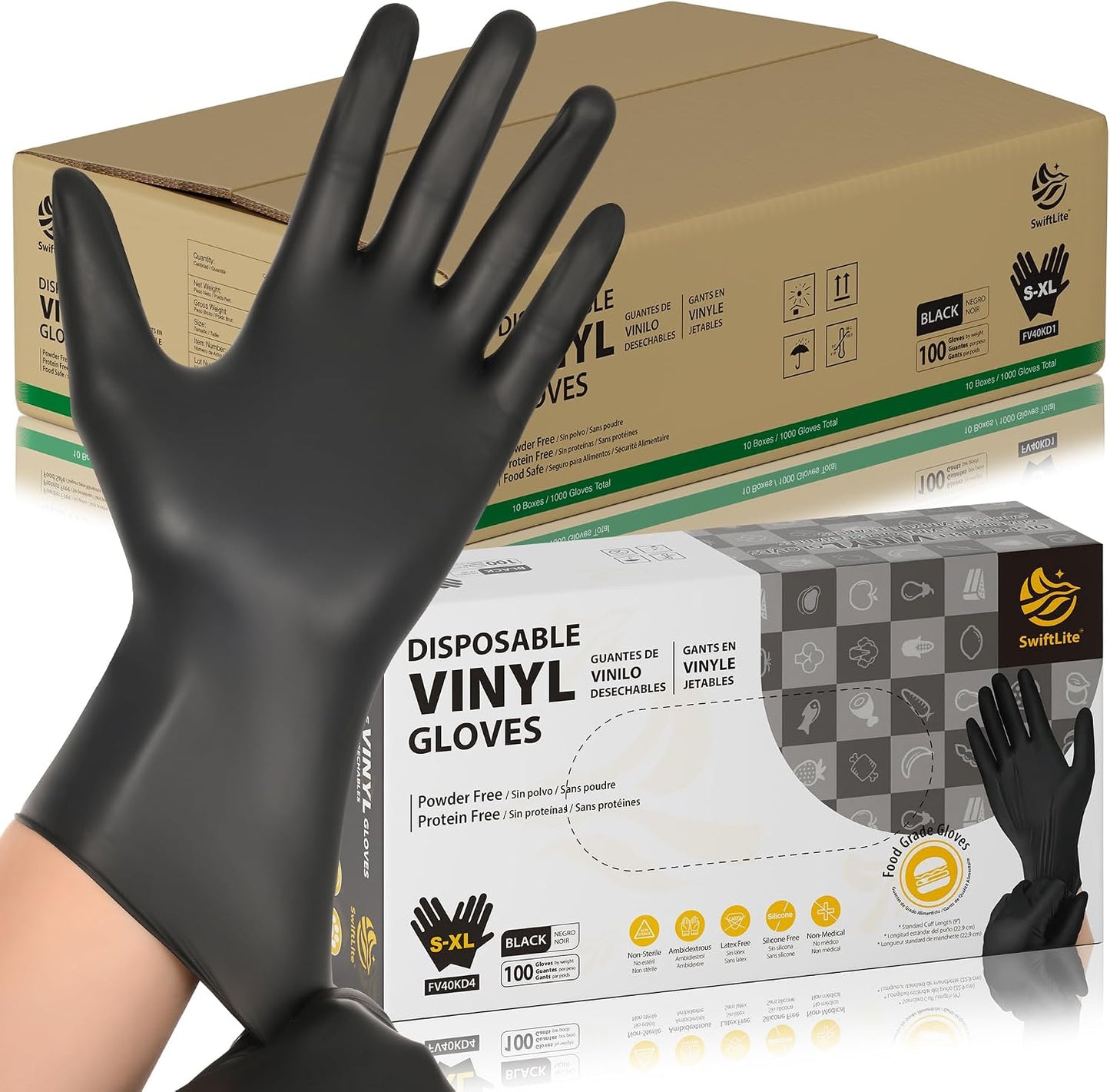 Black Vinyl Disposable Gloves - Food Grade, Latex Free & Powder Free | Ideal for Cooking & Cleaning
