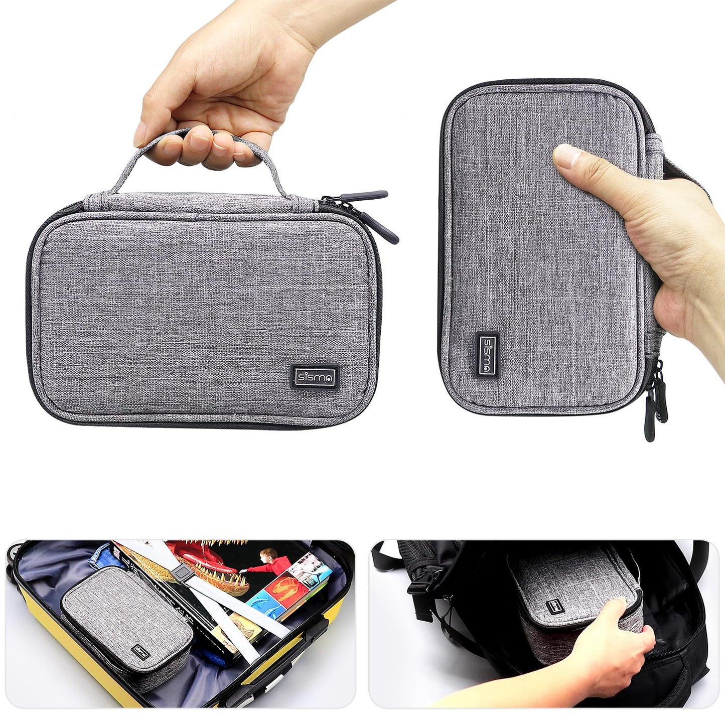 Sisma Travel Cords Organizer Universal Small Electronic Accessories Carrying Bag for Cables Adapter USB Sticks Leads Memory Cards
