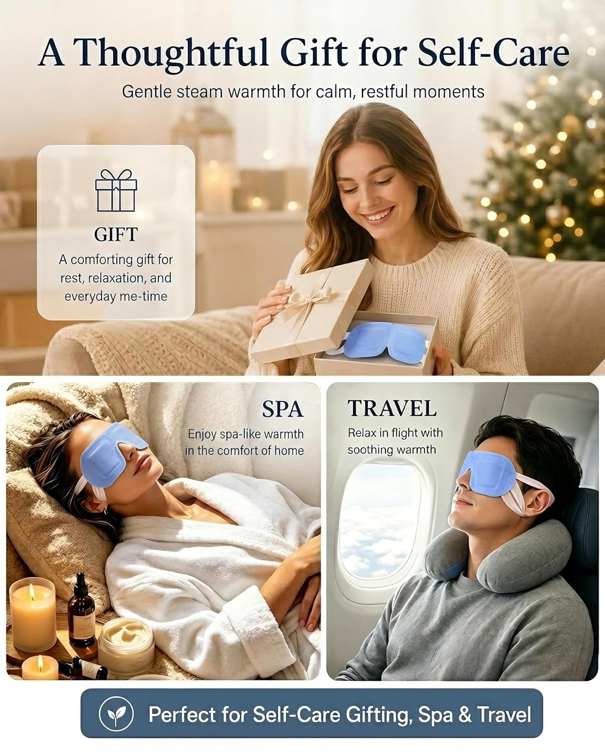 Steam Eye Masks - 16 Pack Self-Heating Warm Compress for Dry Eyes, Stye Relief & Stress Relief | Travel Essential, Unscented