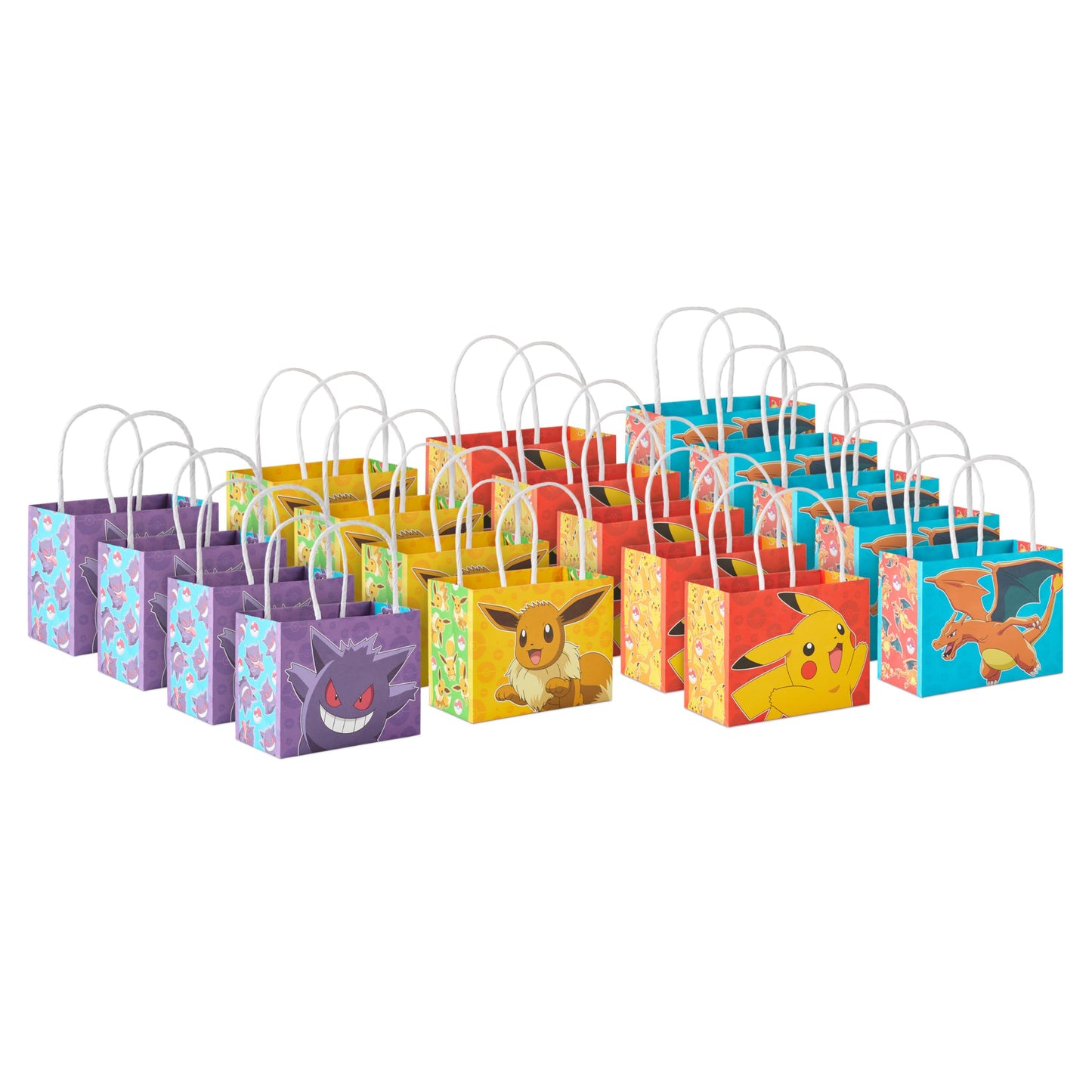 Hallmark Pokémon 4" Mini Gift Bags (18 Bags: Pikachu, Charizard, Gengar, Eevee) for Birthday Party Favors, Gift Cards, Classroom Treats