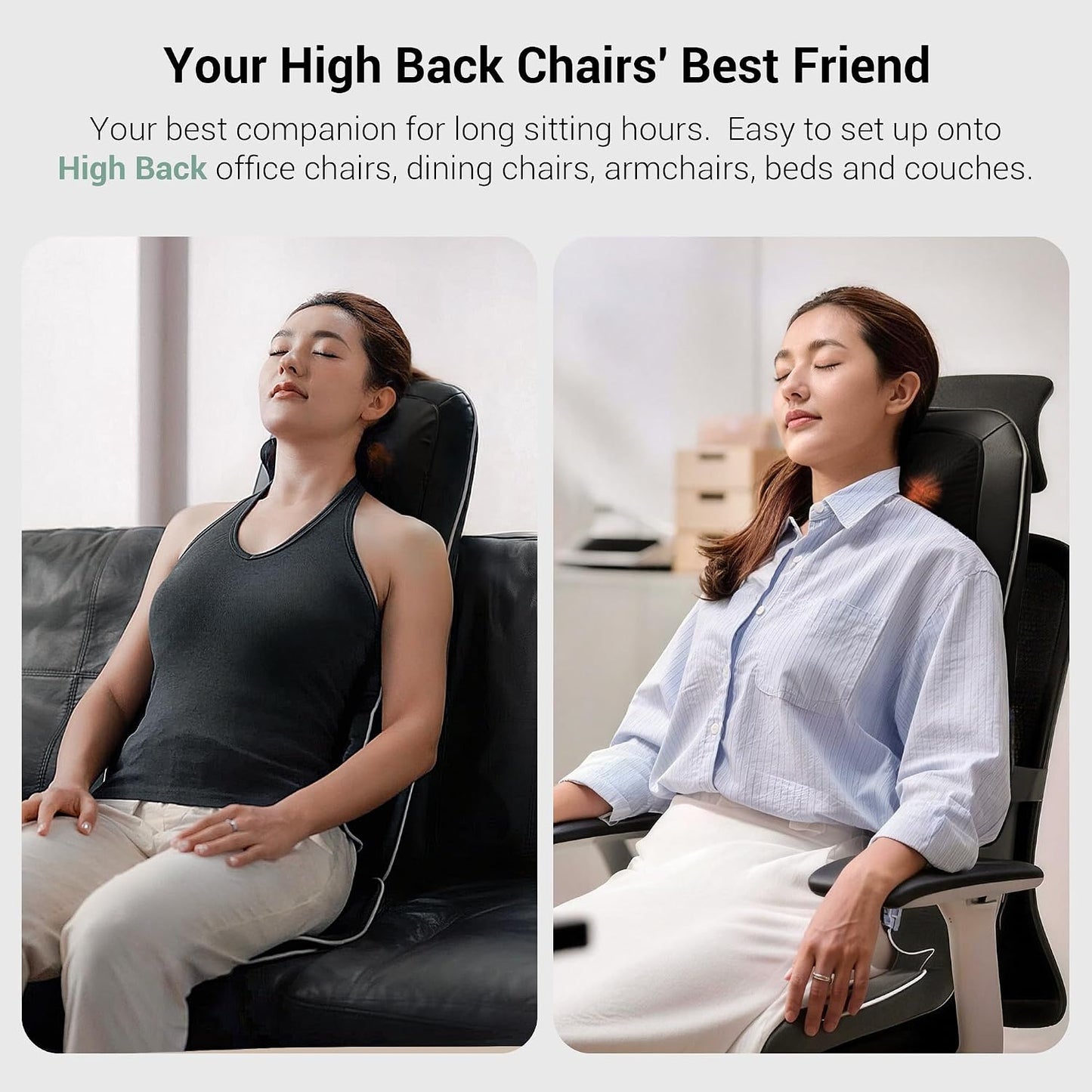 Shiatsu Neck and Back Massager - FSA Eligible HSA Approved, 10 Deep Kneading Nodes, 2D & 3D Adjustable with Heat | Portable Massage Chair Pad