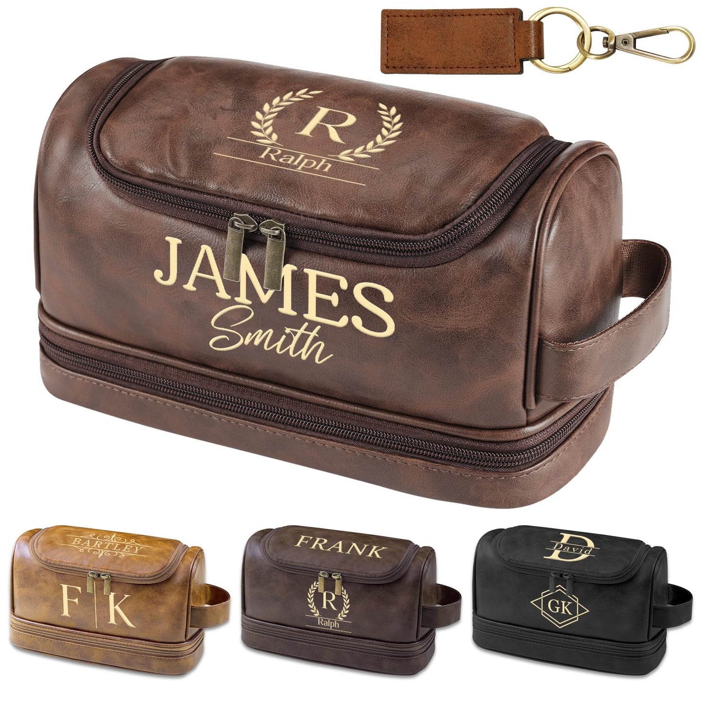 Sparklove Personalized Gifts for Men Toiletry Travel Bag, Custom Engraved Shaving Kit, Thoughtful Gifts for Dad Husband Groomsmen Son on Anniversary Father's Day Birthday