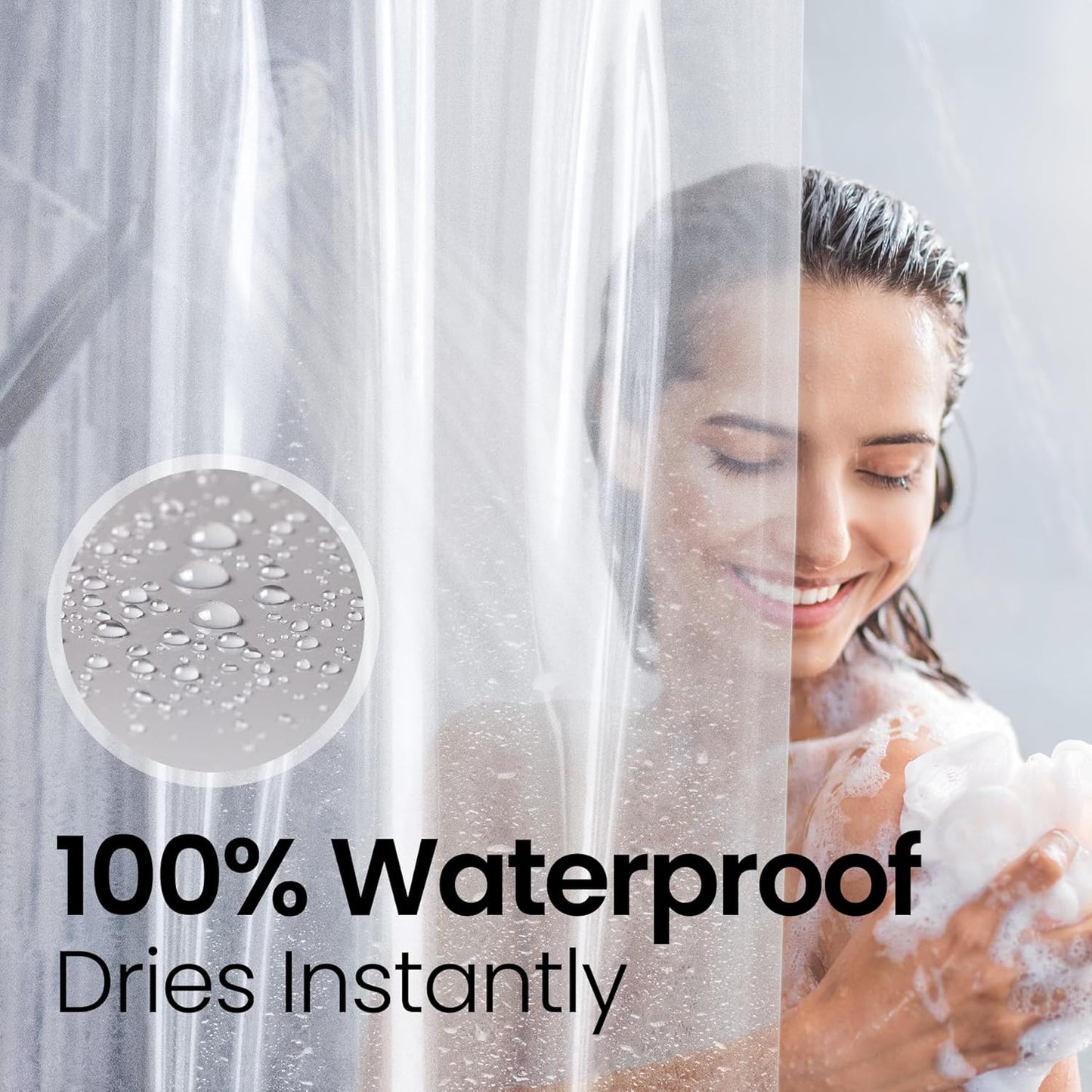 Waterproof Plastic Shower Curtain - Premium Non-Toxic PEVA with Rust-Proof Grommets | Clear 72x72