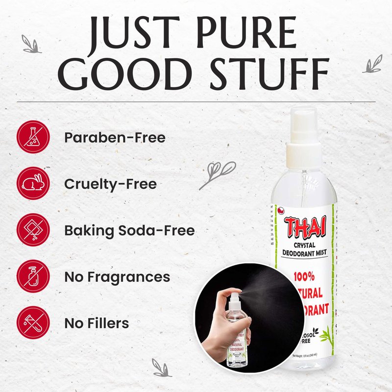 2-PACK Thai Crystal Deodorant Mist Spray (8 oz) – Whole Body Mineral Salt Deodorizer for Men, Women & Athletes – Unscented, Travel & Gym-Friendly
