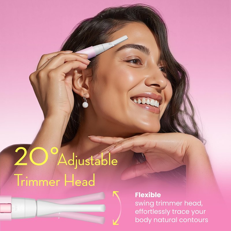 OLOV slim Facial Hair Removal for Women, Painless Eyebrow Trimmer with Pivoting Head, Electric Battery Operated Body Hair Remover with 2 Replaceable Blade for Face Neck Chin Bikini, Pink