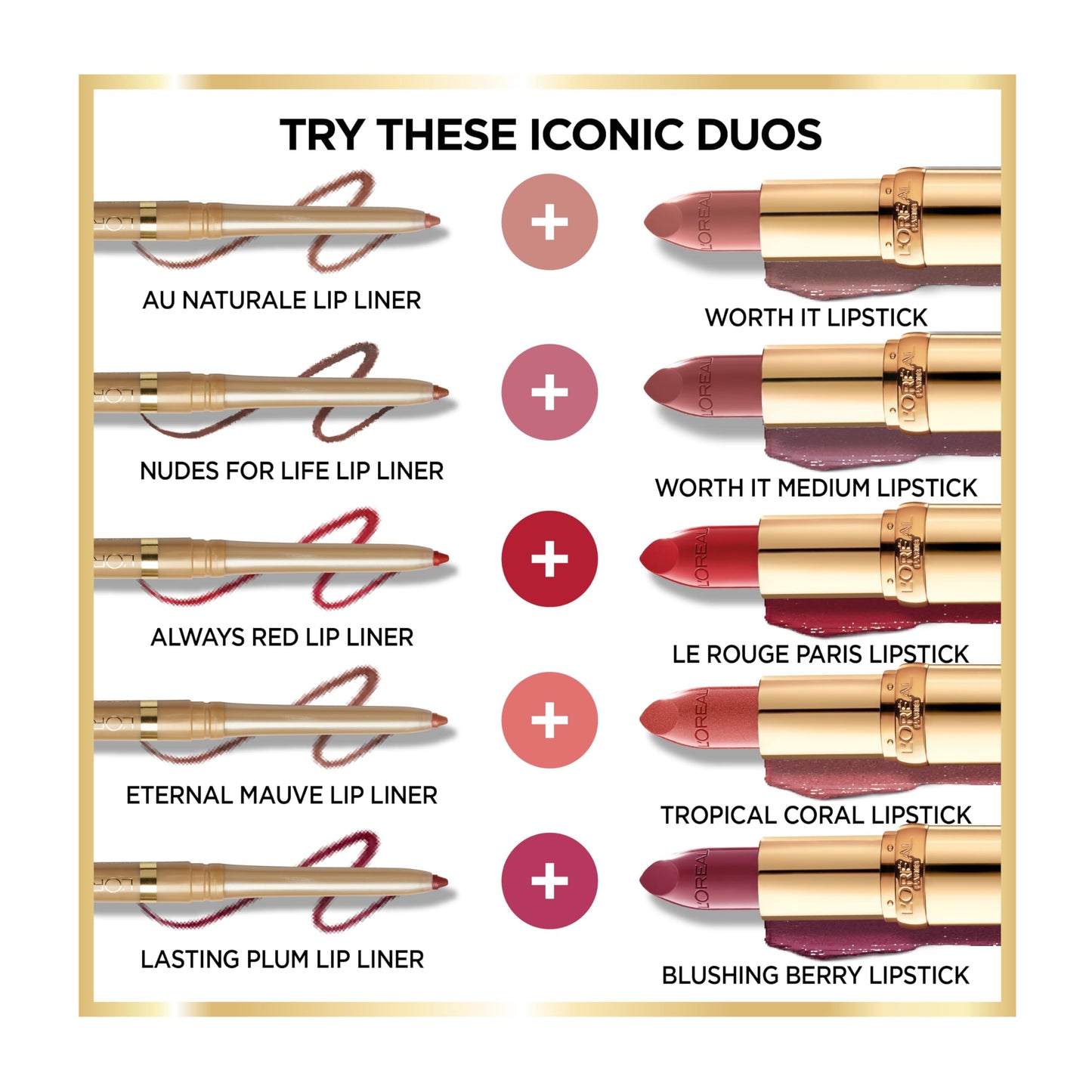 L’Oréal Paris Colour Riche Satin Lipstick and Lip Liner Bundle, Worth It Lipstick & Au Naturale Liner, Pack of 2