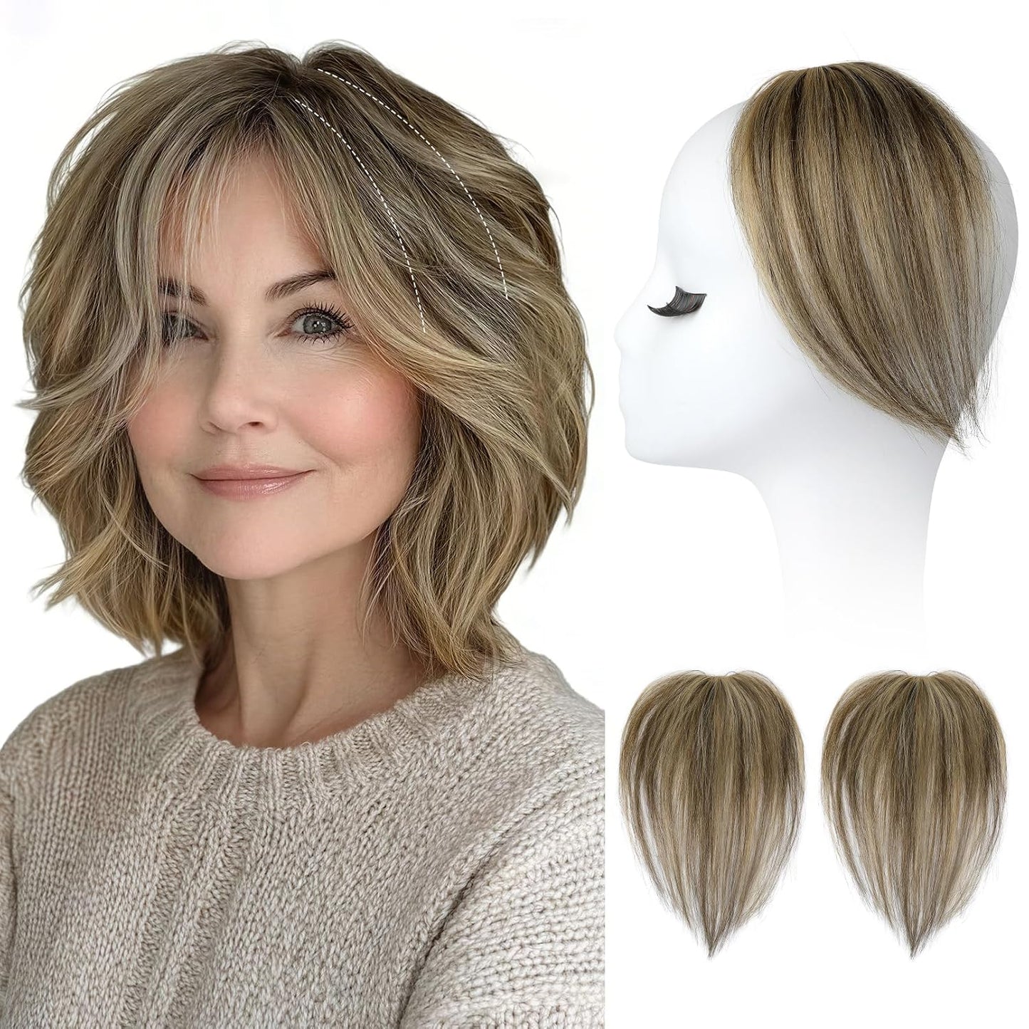 REECHO Clip-In Hair Volumizer - Short Thick Extensions for Thin Hair | Platinum Blonde with Black Strands, 8 Inch