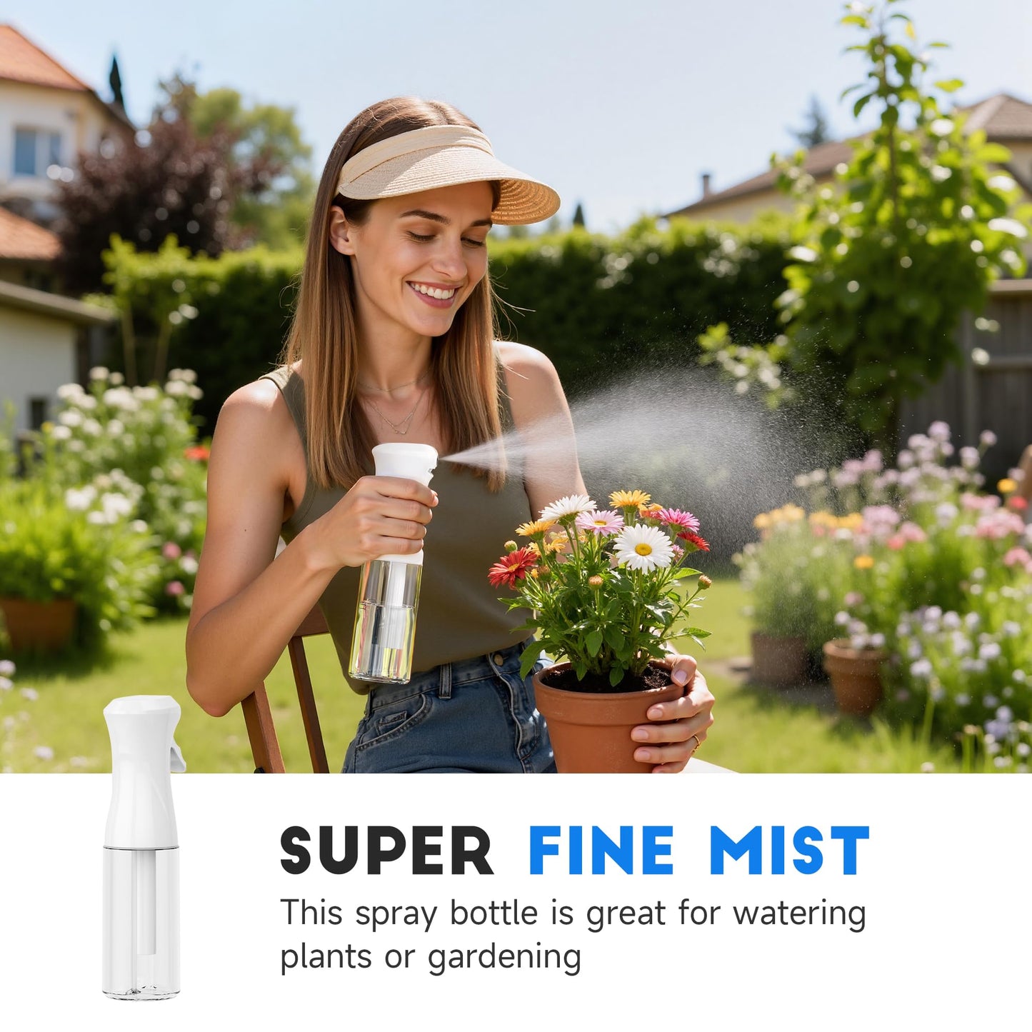 3 Pack Spray Bottle for Hair - Continuous Hair Spray Bottles Refillable Mister Sprayer for Hairstyling, Plants, Pets, Skincare, Cleaning (6.8 OZ/200ML, White+Pink+Purple)