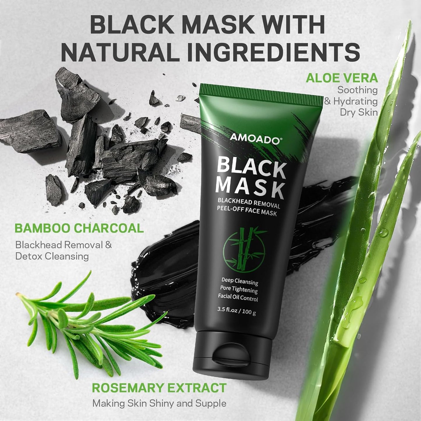 Blackhead Remover Peel Off Face Mask Set - Charcoal & Tea Tree Oil Duo for Deep Cleansing | 2-in-1 Pore Tightening Solution