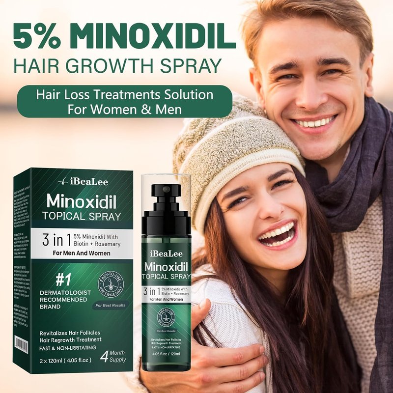 Minoxidil Hair Growth Treatment for Men & Women - Biotin & Rosemary Beard Growth Serum | Strengthens Roots, Repairs Thinning Hair