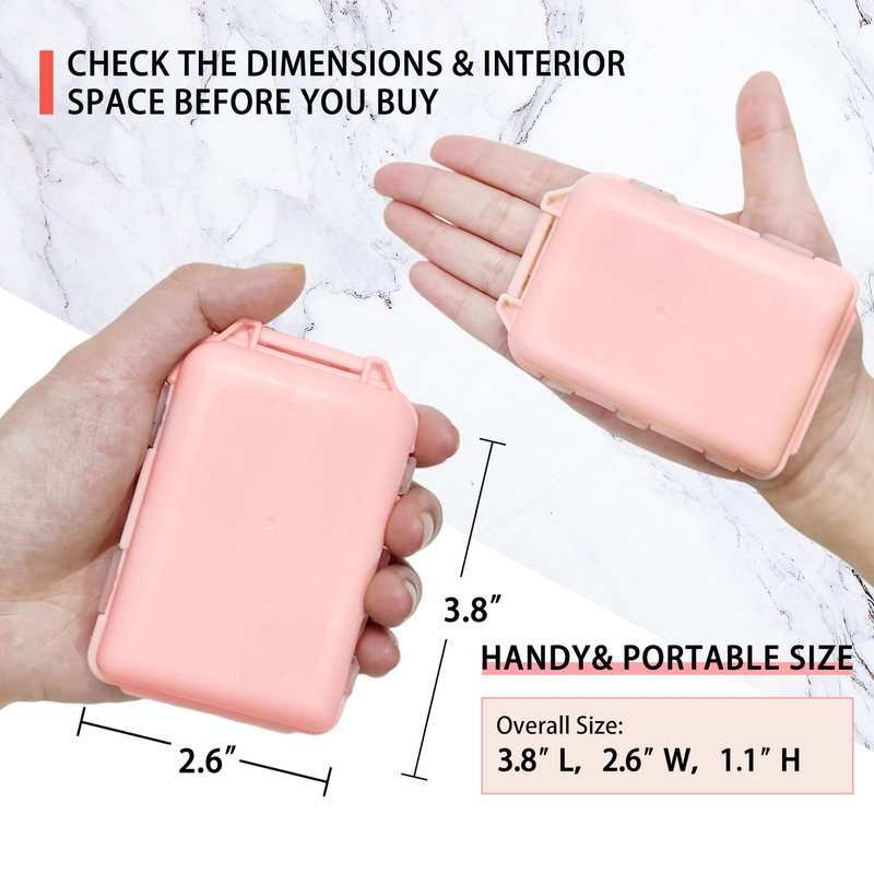 Pill Organizer with Medicine Labels 161 Labels Travel Daily Pill Container Mini Medication Organizer Storage Pill Organizer Travel Essentials Pill Case 7 Day (Pink, 1 Pack)