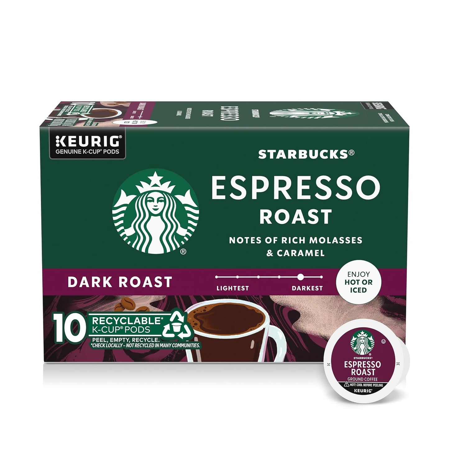 Starbucks K-Cup Coffee Pods - Dark Roast French Roast for Hot or Iced Coffee | 96 Count