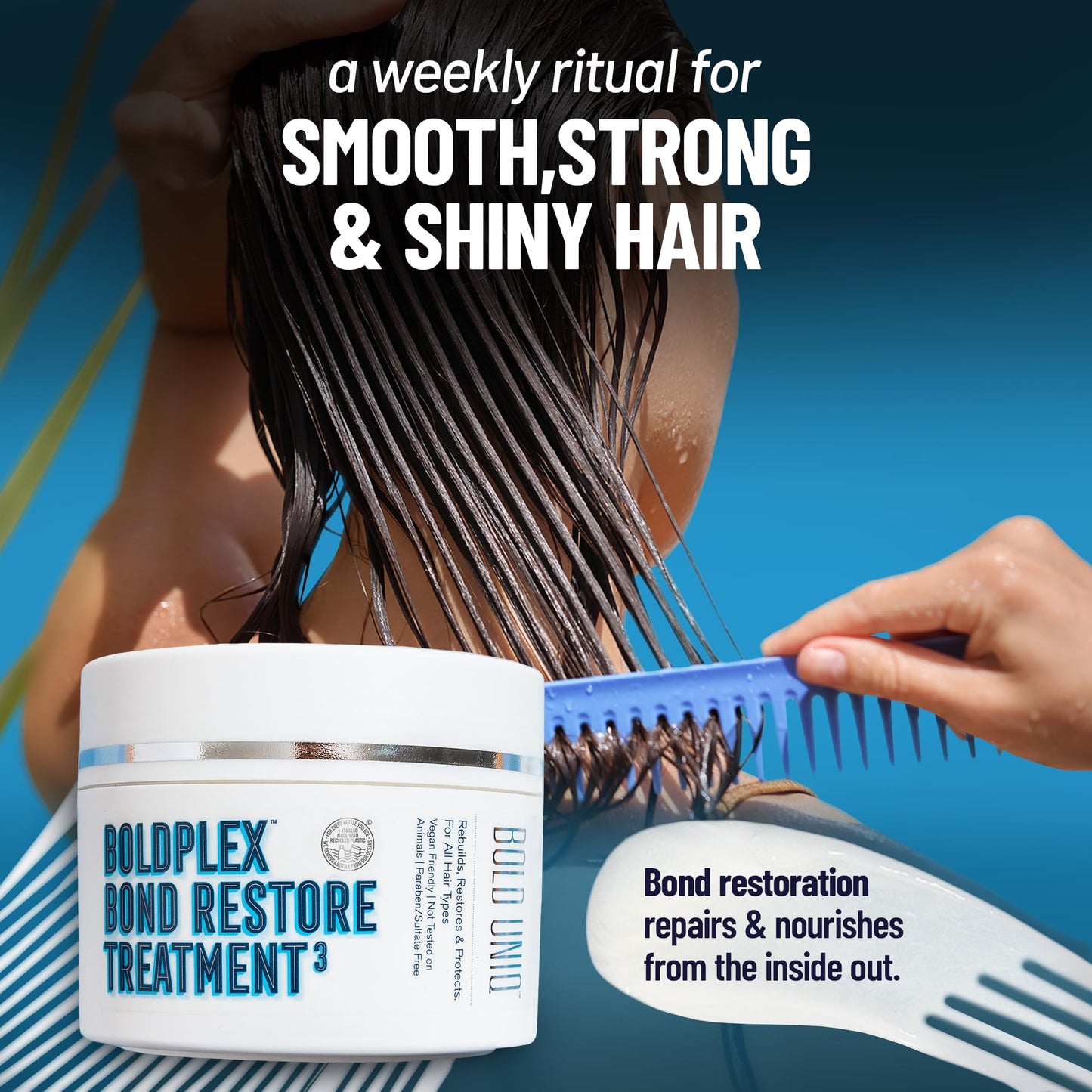 BOLD UNIQ BoldPlex Hair Mask, Deep Conditioning For Dry, Damaged Hair, Mascarilla Para El Cabello, Repairs and Nourishes Curly, Bleached, or Frizzy Hair, Deep Conditioner - 6.76 Fl Oz