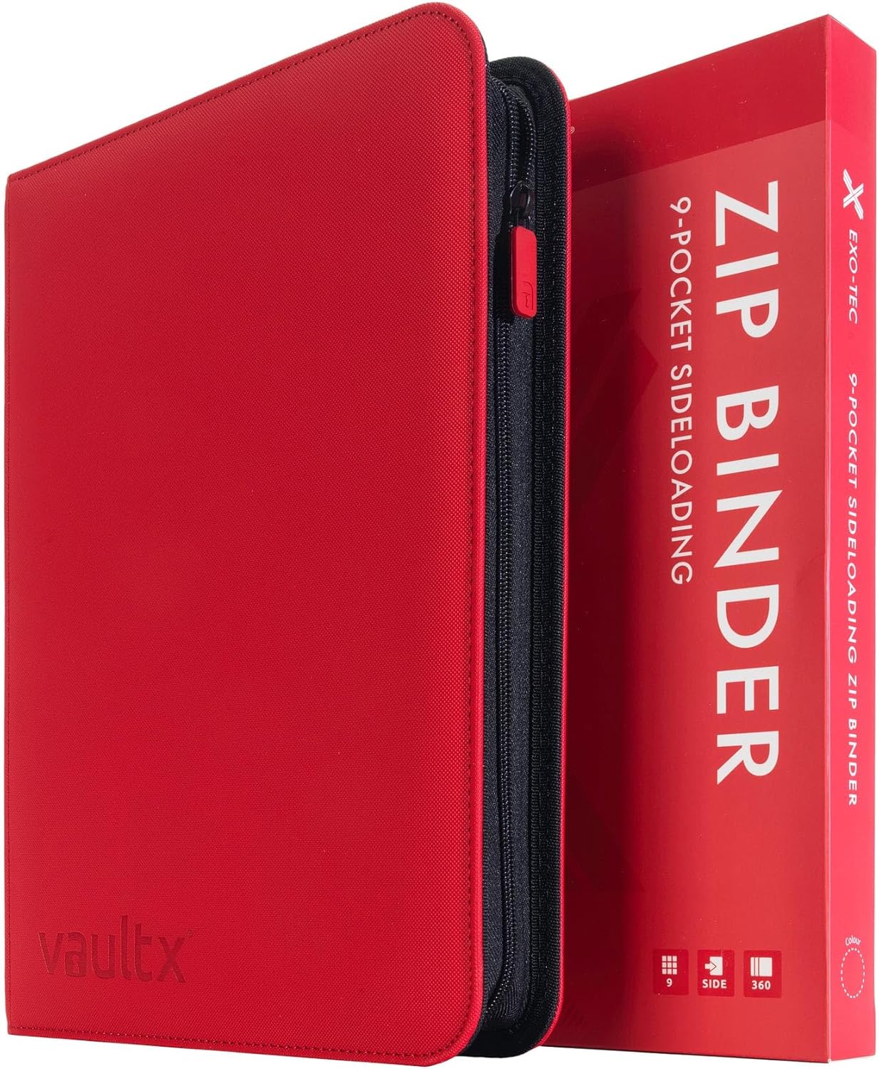 Vault X 9 Pocket Zip Binder - Durable Exo-Tec Material, Holds 360 Cards | Black, 20 Side-Loading Pages
