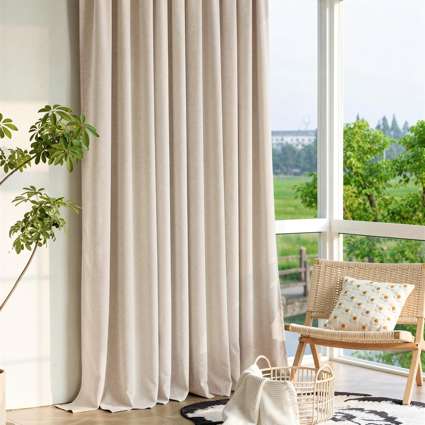 BGment Linen Blackout Curtains 84 Inches Long, Black Out Drapes Room Darkening with Rod Pocket for Bedroom Living Room Insulated, 2 Panels, Each Panel 52 Inch Wide