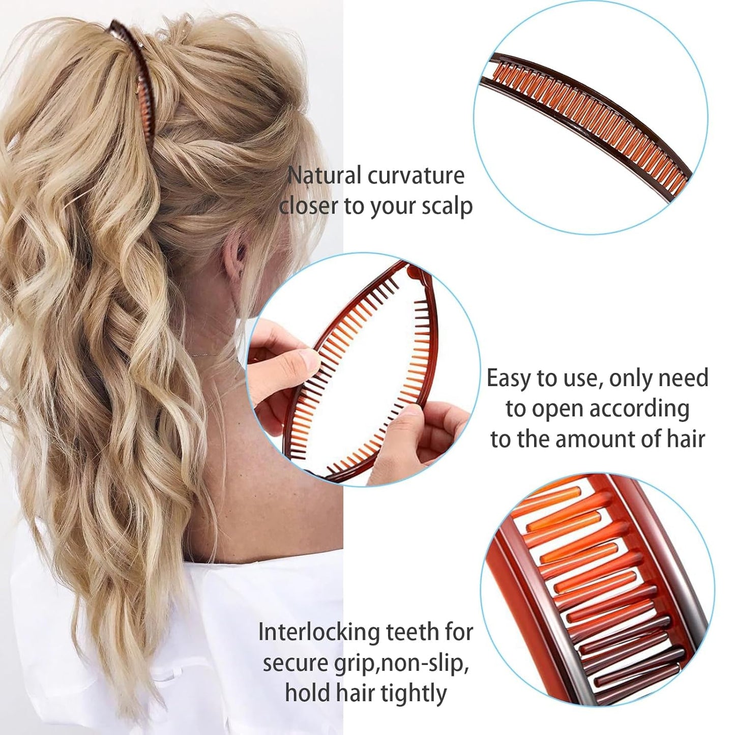 Banana Hair Clips Set - 18 Classic French Fishtail Plastic Ponytail Accessories for Women | 9 Unique Styles