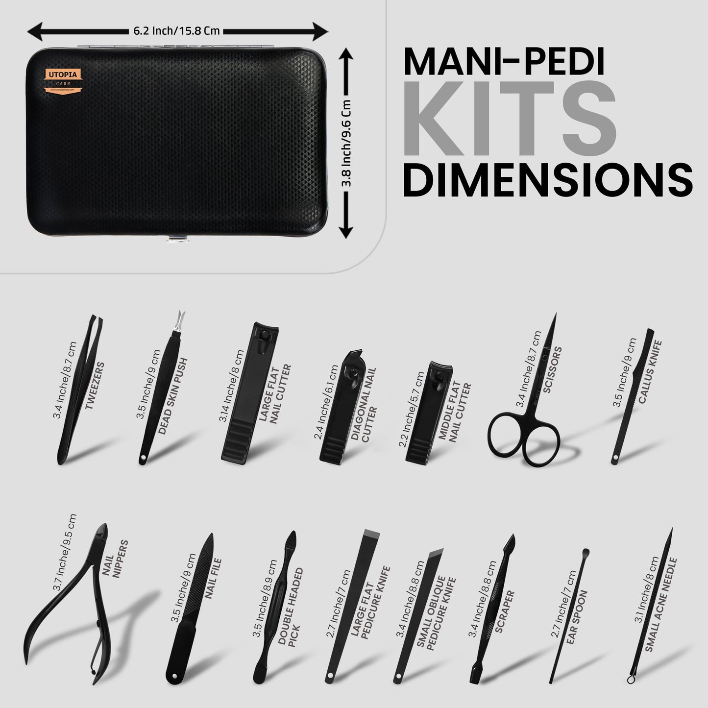 Utopia Care Manicure Kit for Women and Men, Manicure Set with Nail Clippers, Nail Kit Includes Fingernail & Toenail Clippers,16Pcs Pedicure Kit Stocking Stuffers with Travel Case, Yellow