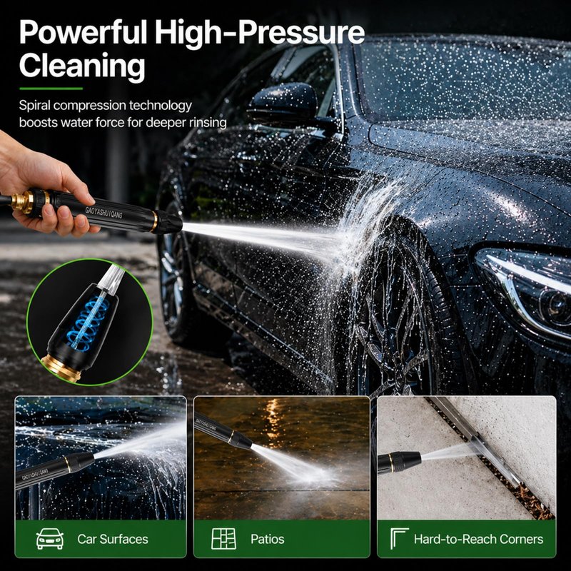 2026 New Home High-Pressure Car Wash Water Gun, Garden Hose Nozzle High Pressure Powerful Cleaning Spray Evenly, High Pressure Hose Nozzle (Pacifier Interface)