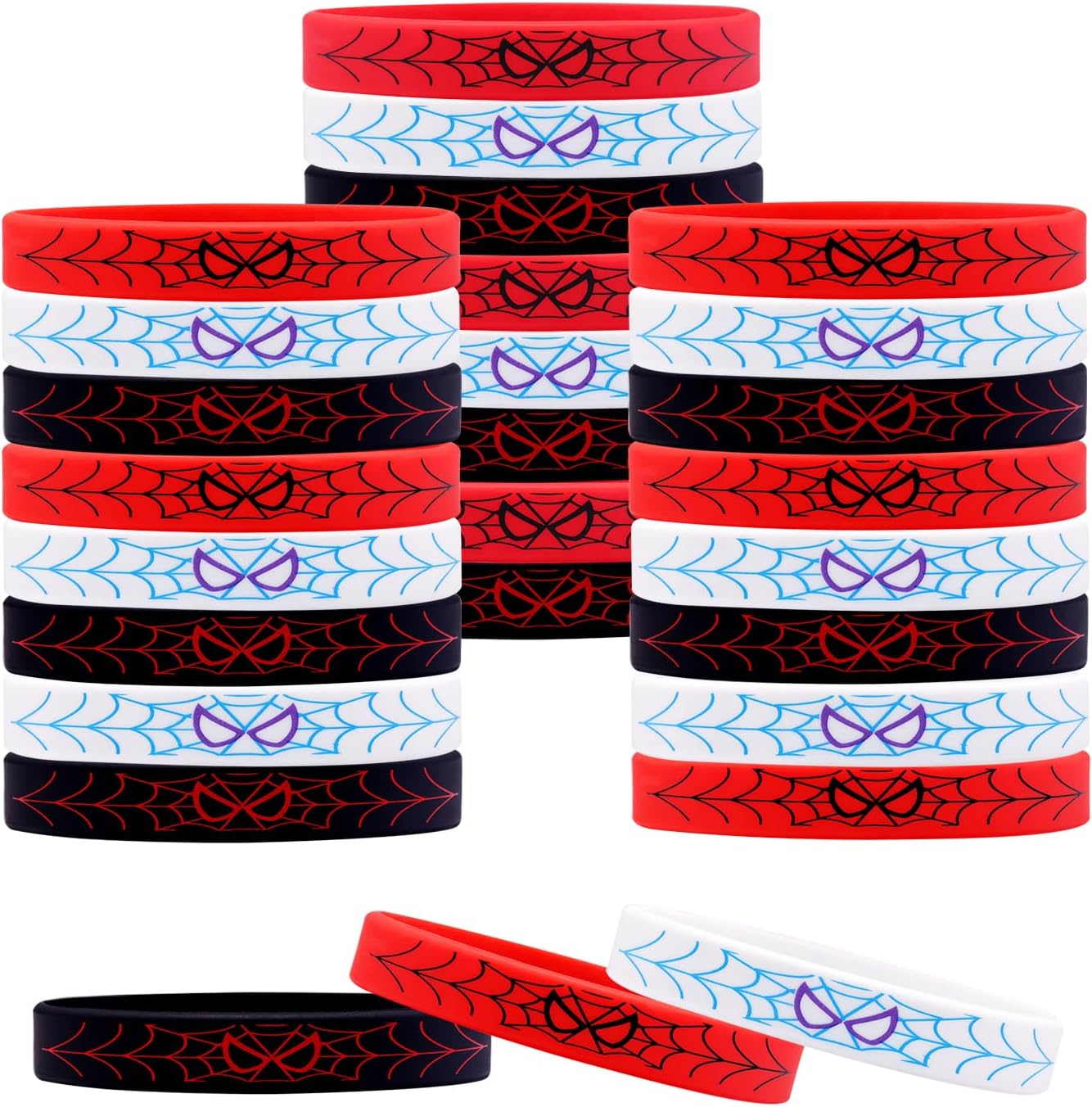 Spider Silicone Wristbands - 24Pcs Party Bracelets for Spider Theme Birthday Celebrations | Perfect for Boys & Girls
