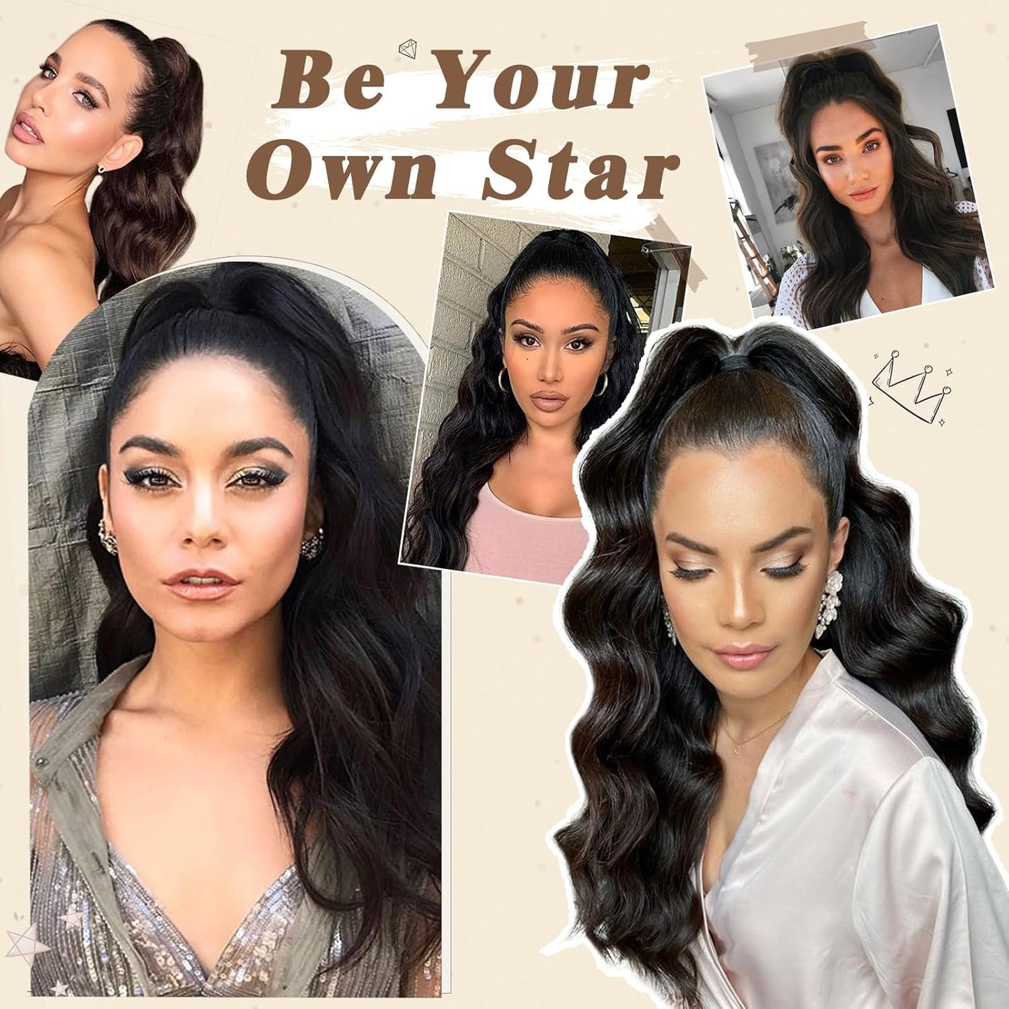 Black Wavy Drawstring Ponytail Extension - 26 Inch Synthetic Hairpiece for Natural Volume | Perfect for Black Women