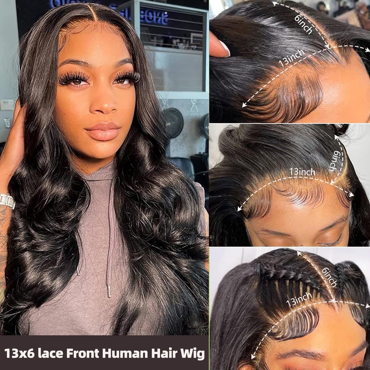 Juicqui 30 inch 13x6 Body Wave Lace Front Wigs Human Hair 200% Density Pre-Plucked Hairline HD Transparent Lace No Tangle No Shedding Suit for Daily Party Wedding Birthday Triple Lifespan 3X