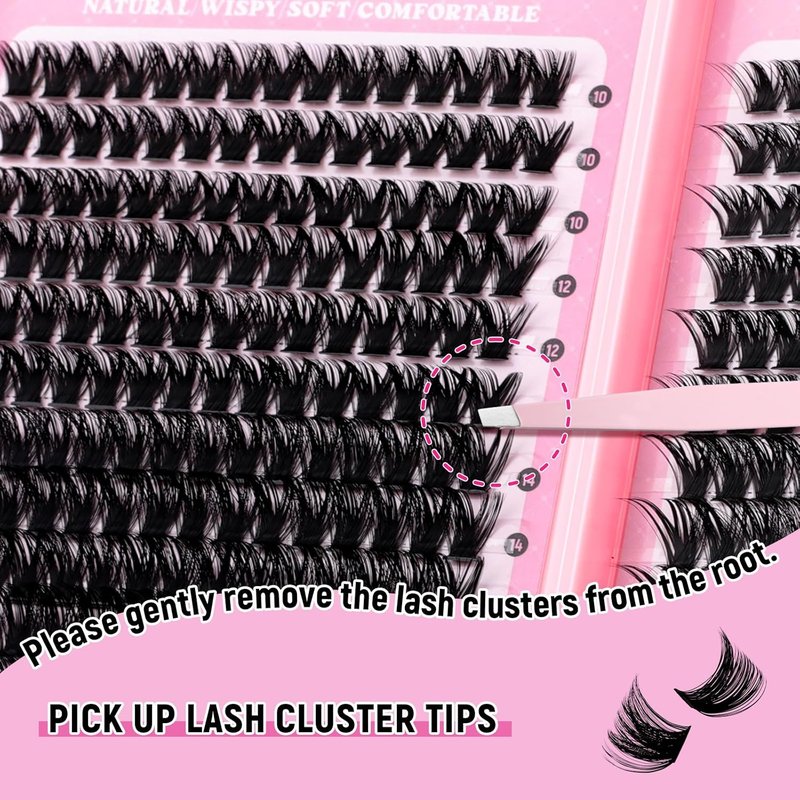 Lash Clusters Kit - 100D D Curl Eyelash Extensions with Waterproof Bond & Tweezers | Fluffy Soft 10-18mm