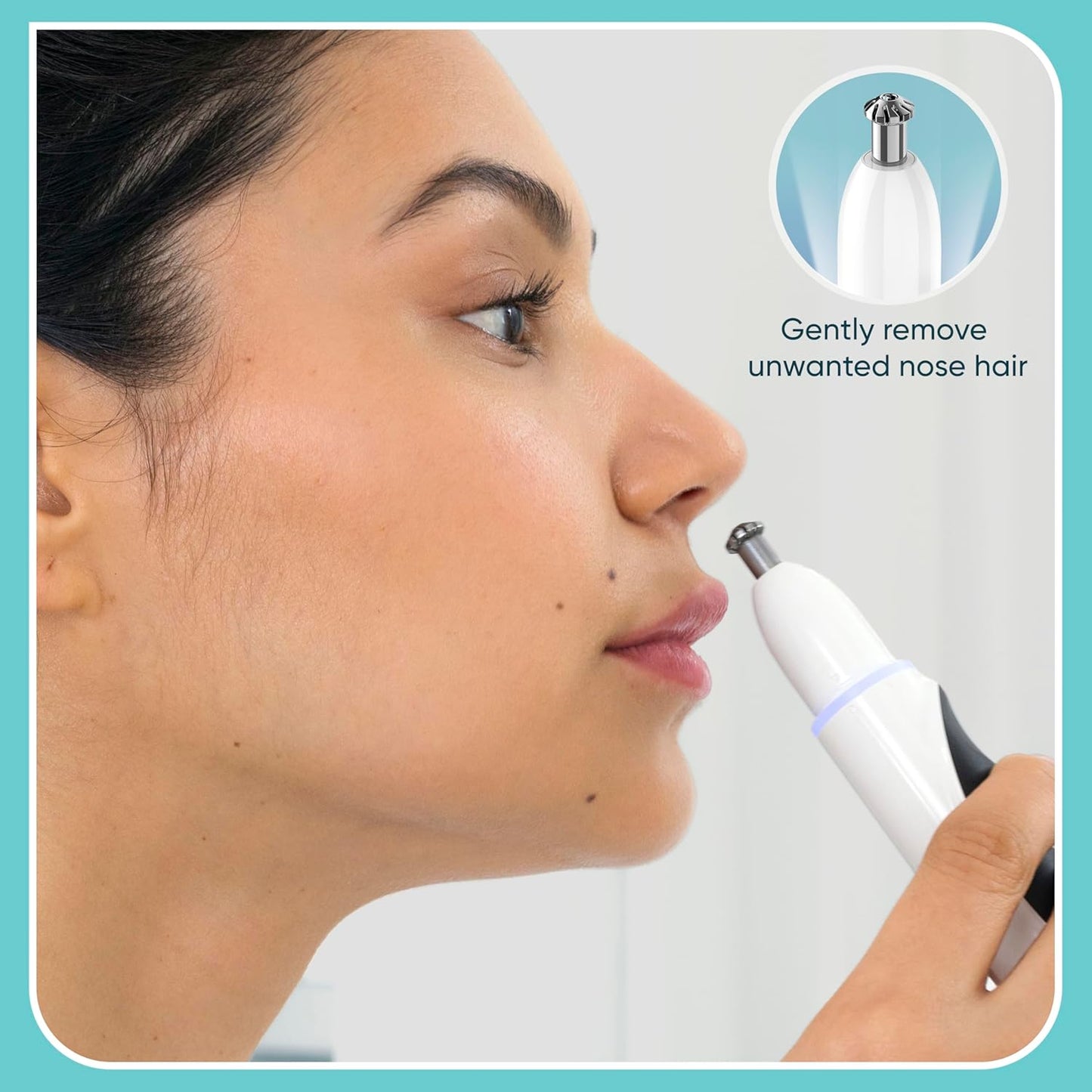 Conair GIRLBOMB Nose Hair Trimmer for Women - Battery-Operated Facial Hair Removal with LED Light | Diamond-Shaped 360° Beveled Blade, White