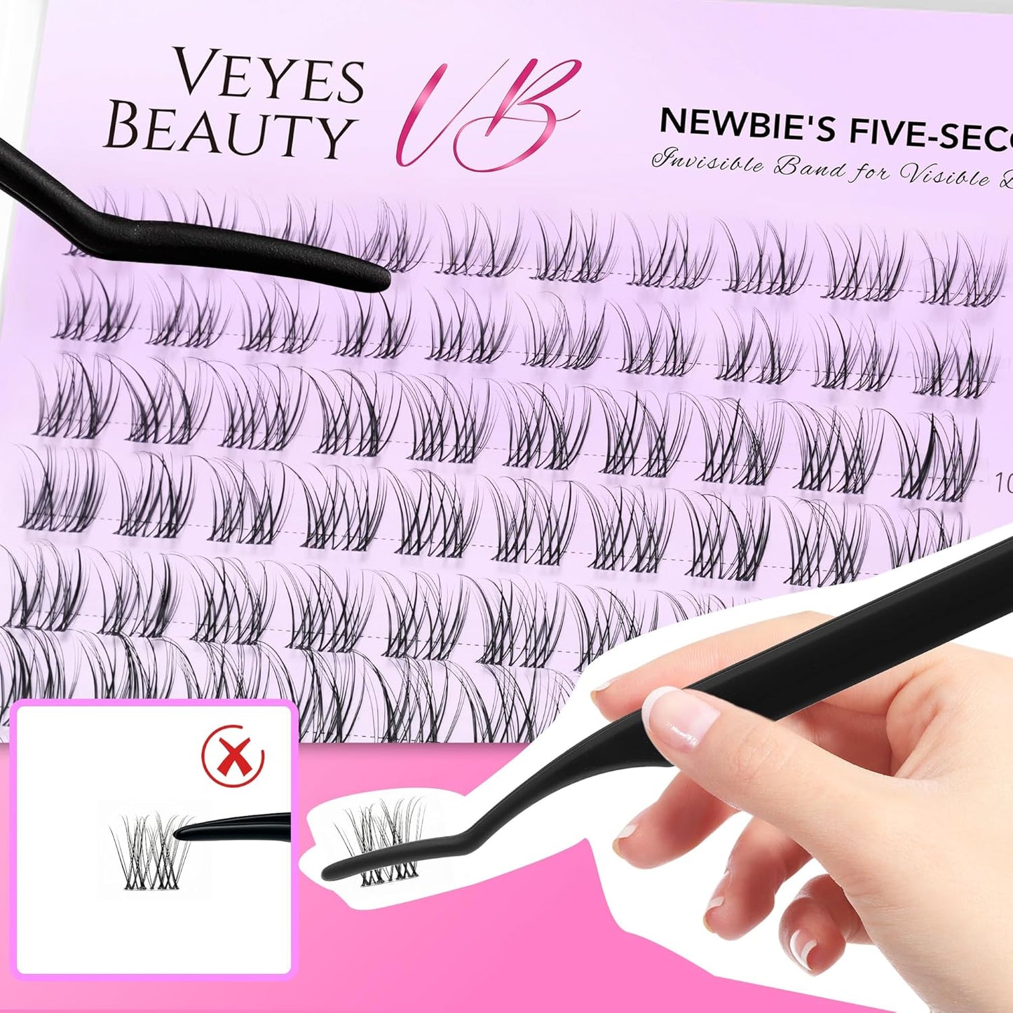 Lash Clusters Individual Eyelash Extensions - Thin Invisible Band | DIY False Eyelashes 8-16mm Mixed Length