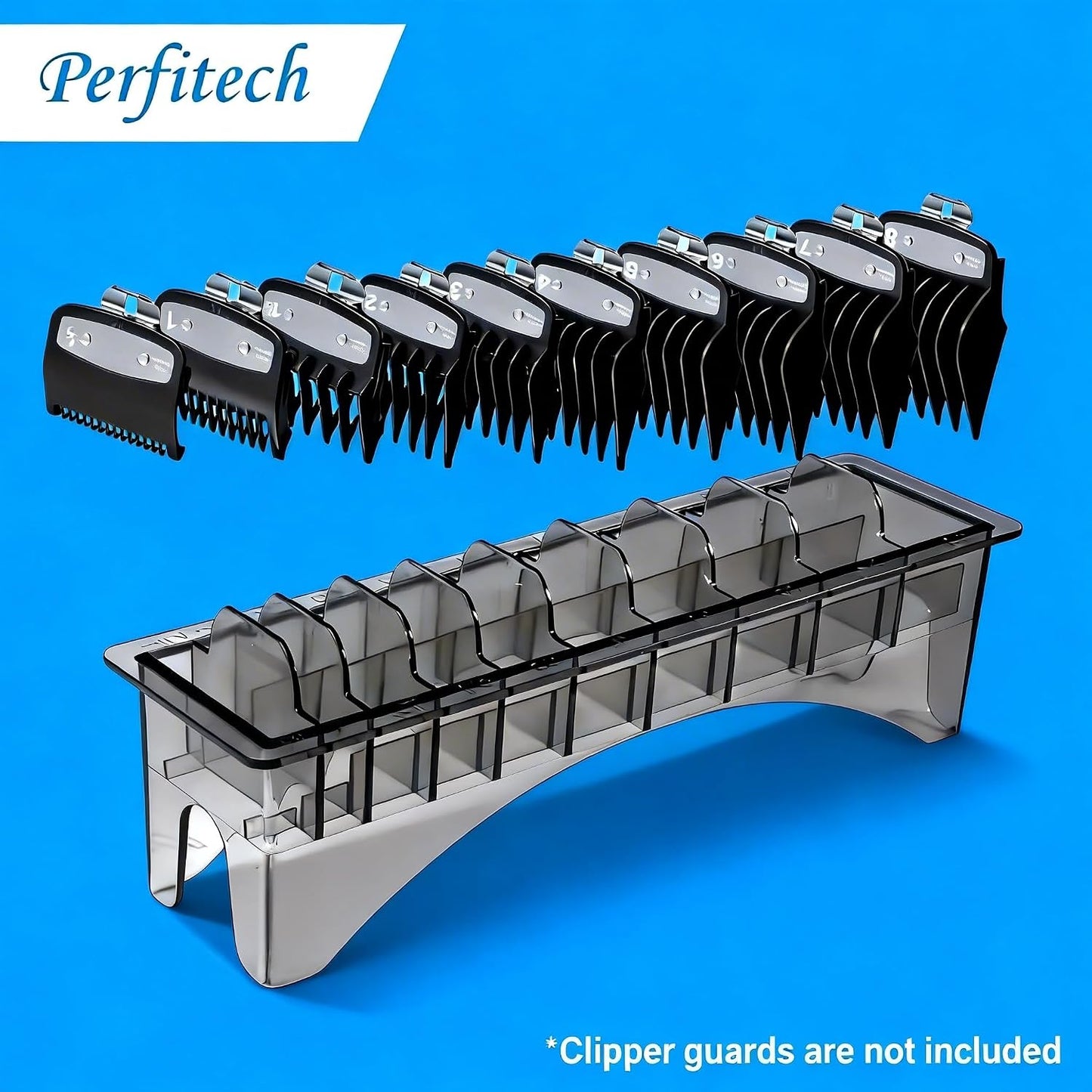 Clipper Guard Holder Organizer - 10 Slot Design, Durable Black Polycarbonate