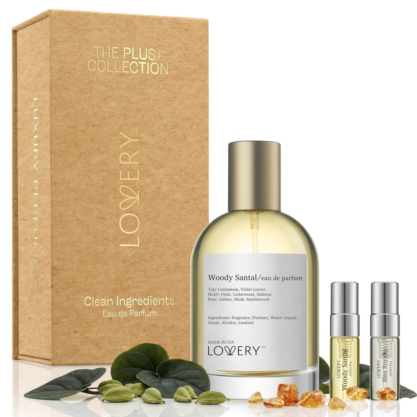 Woody Santal Sandalwood Perfume - Unisex Eau De Parfum with Travel Spray | 100ml + 2ml Clean Ingredients
