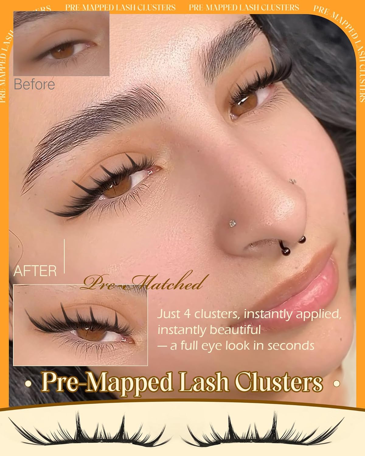 Manga Lash Clusters - Wispy Eyelash Extensions for Fox Eye Look | 10-16MM Pre-Mapped Anime Style