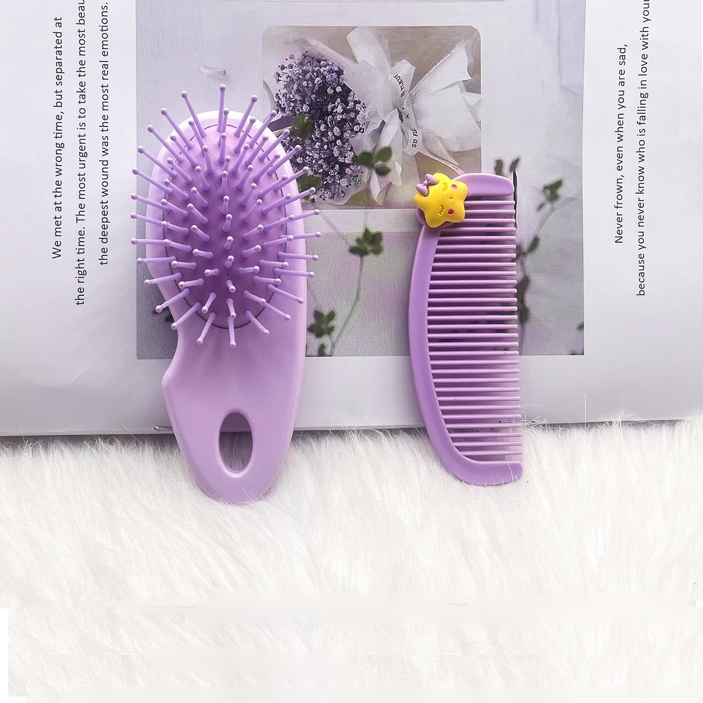 Mini Wet Hair Brush Set | Detangling Comb for Women, Girls & Kids - Travel-Friendly, Purple