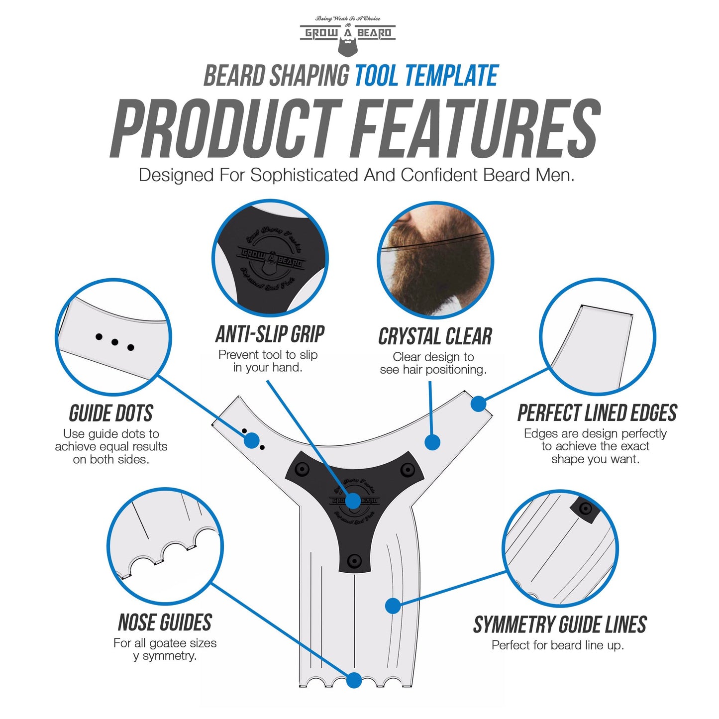 Beard Shaper & Barber Pencil, Beard Lineup Tool, Great Beard Guide Shaping Tool for Men, Beard Lineup Guide Template Thats Perfect for Styling and Edging, With Beard Comb