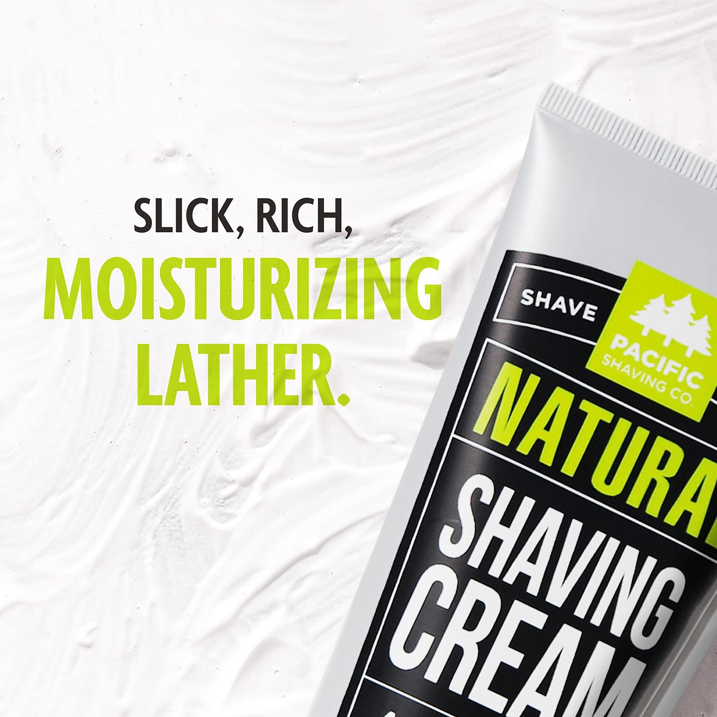 Pacific Shaving Company Natural Shaving Cream - Shea Butter + Vitamin E Shave Cream for Hydrated Sensitive Skin - Clean Formula for a Smooth, Anti-Redness + Irritation-Free Shave Cream (7 Oz)