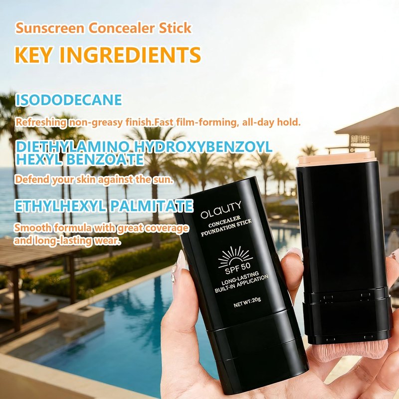 Foundation Stick - Full Coverage Waterproof Concealer with SPF 50+ | Tattoo Cover Up Makeup (02# Wheat)