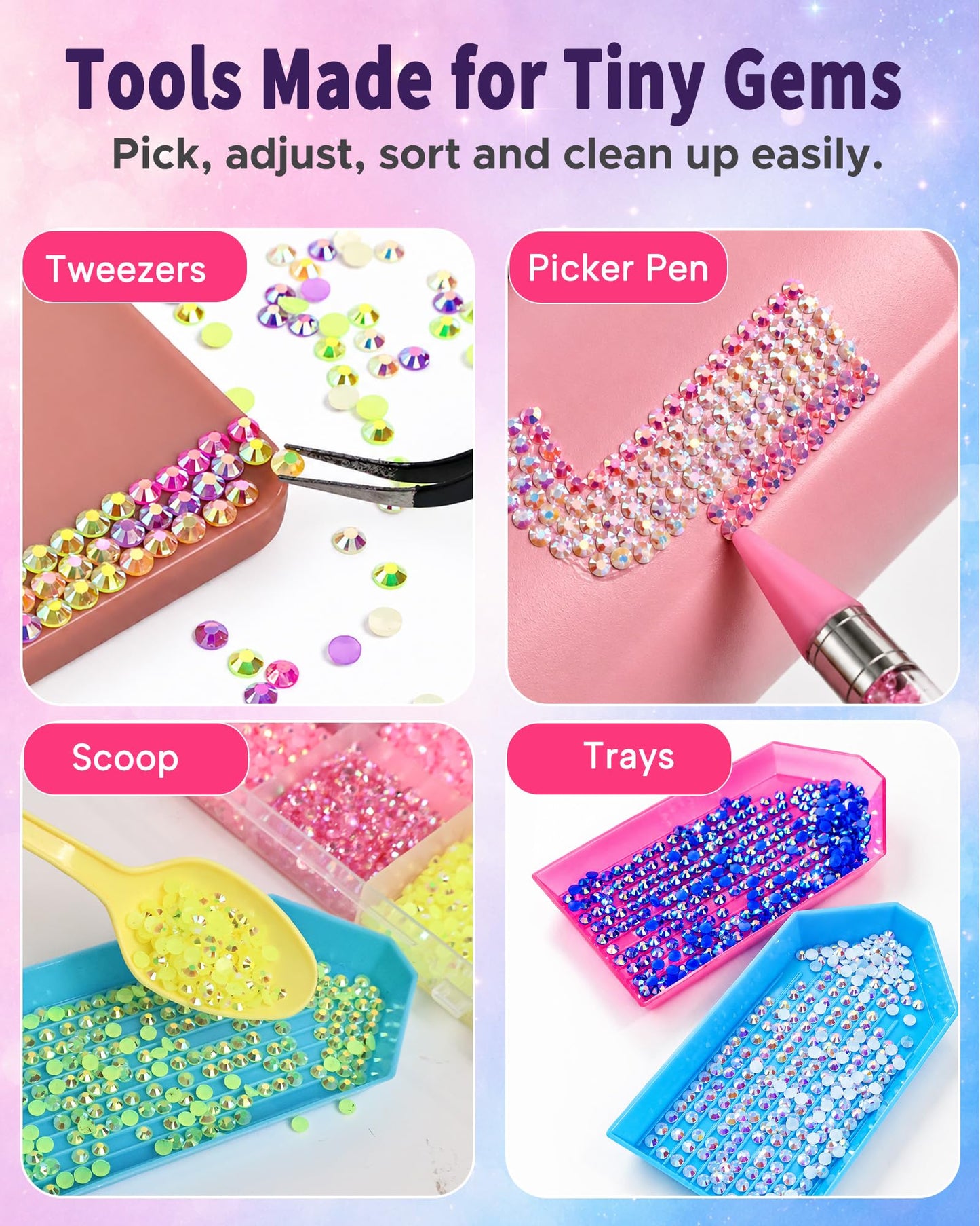 Lacuewa 50000 Pcs 3mm Flatback Rhinestones Kit for Bedazzling, 40 Colors