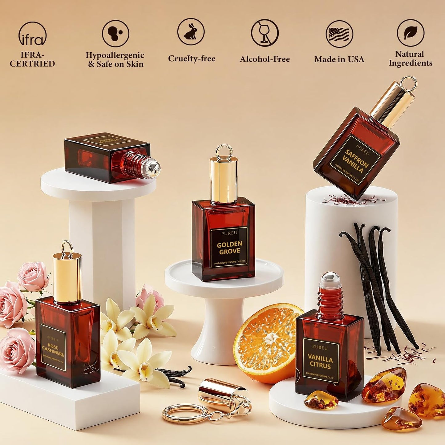 Pheromone Perfume for Women - Rose Cashmere Roll-On Fragrance | Long-Lasting Vanilla Scent, 0.34 Fl Oz
