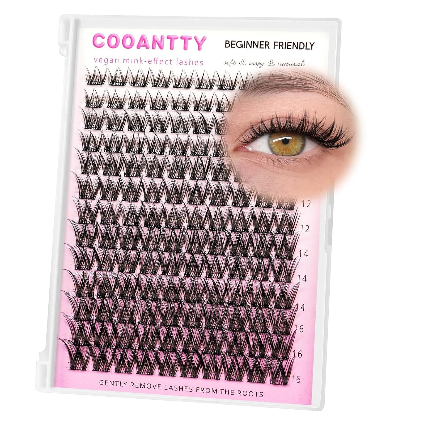 Natural Lash Clusters - Wispy Eyelash Extensions C Curl 8-16mm | Lightweight & Comfortable Individual Lashes for Soft Glam Looks
