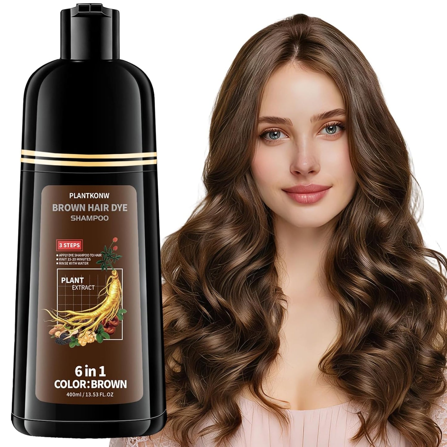 Black Hair Dye Shampoo - 3 In 1 Semi-Permanent Color for Gray Coverage | Ammonia & Paraben Free