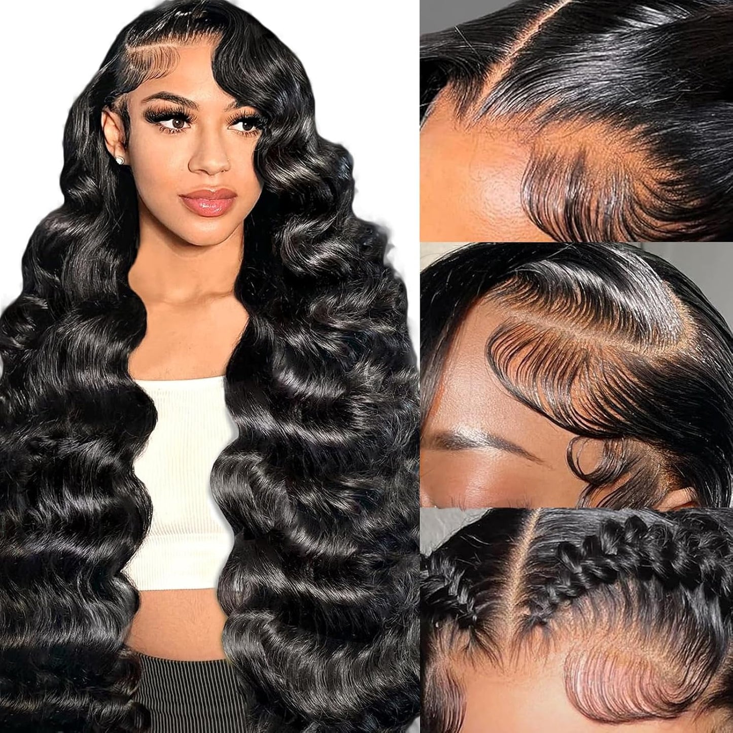 32-Inch Water Wave Red Human Hair Wig - 99J Burgundy Lace Front | Deep Wave 13x6 HD Curly Wig for Women