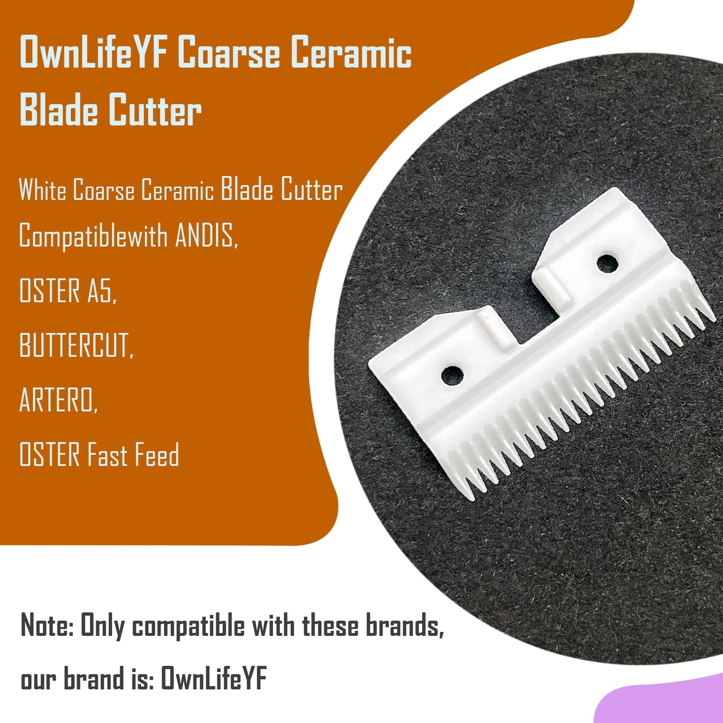 OwnLifeYF 3PCS Ceramic Coarse Pet Replacement Blade Cutter Compatible with Andis 64440, Compatible with Oster A5, Compatible with Walh KM Series Clippers, Fit for Tutuosto Blade, 22 Teeth