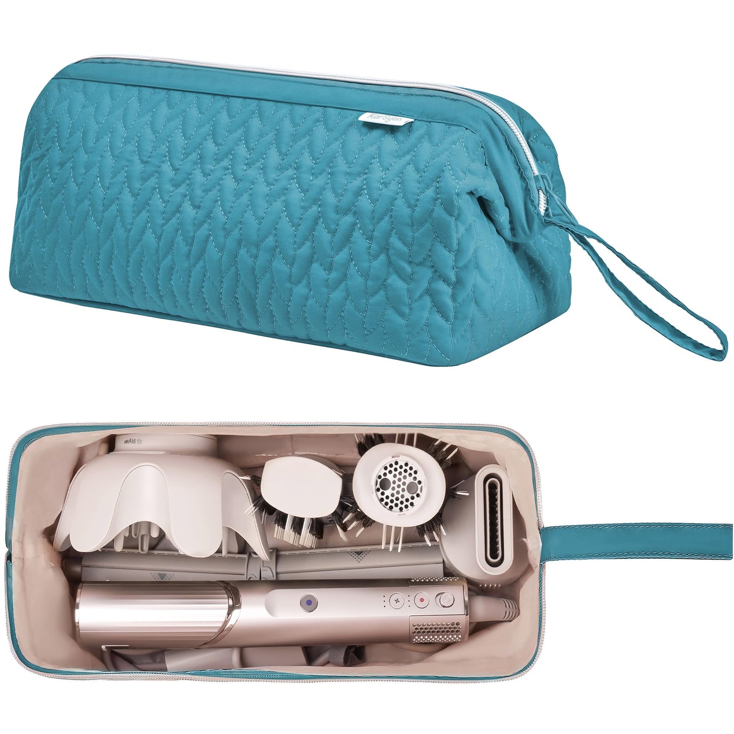 KarSyon Shark Flex Style Case for Dyson Airwrap Hair Dryer Brush Revlon Hair Tools Travel Bag Carrying Case Flat Curling Iron Organizer (Teal Blue)