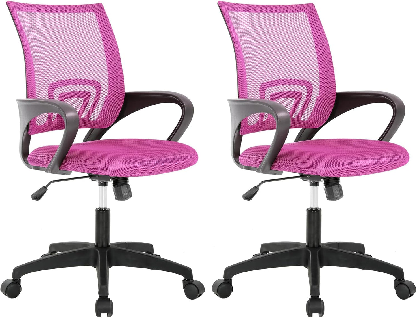 Ergonomic Office Chair - Mid-Back Swivel Desk Chair with Breathable Backrest & Lumbar Support | Adjustable Height | Black