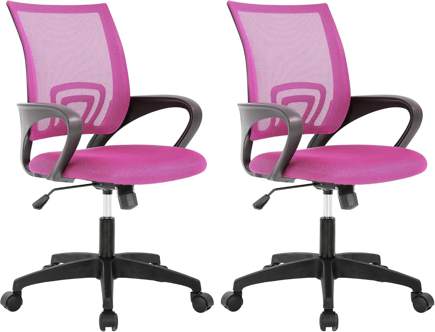Ergonomic Office Chair - Mid-Back Swivel Desk Chair with Breathable Backrest & Lumbar Support - Adjustable Height | Dark Black