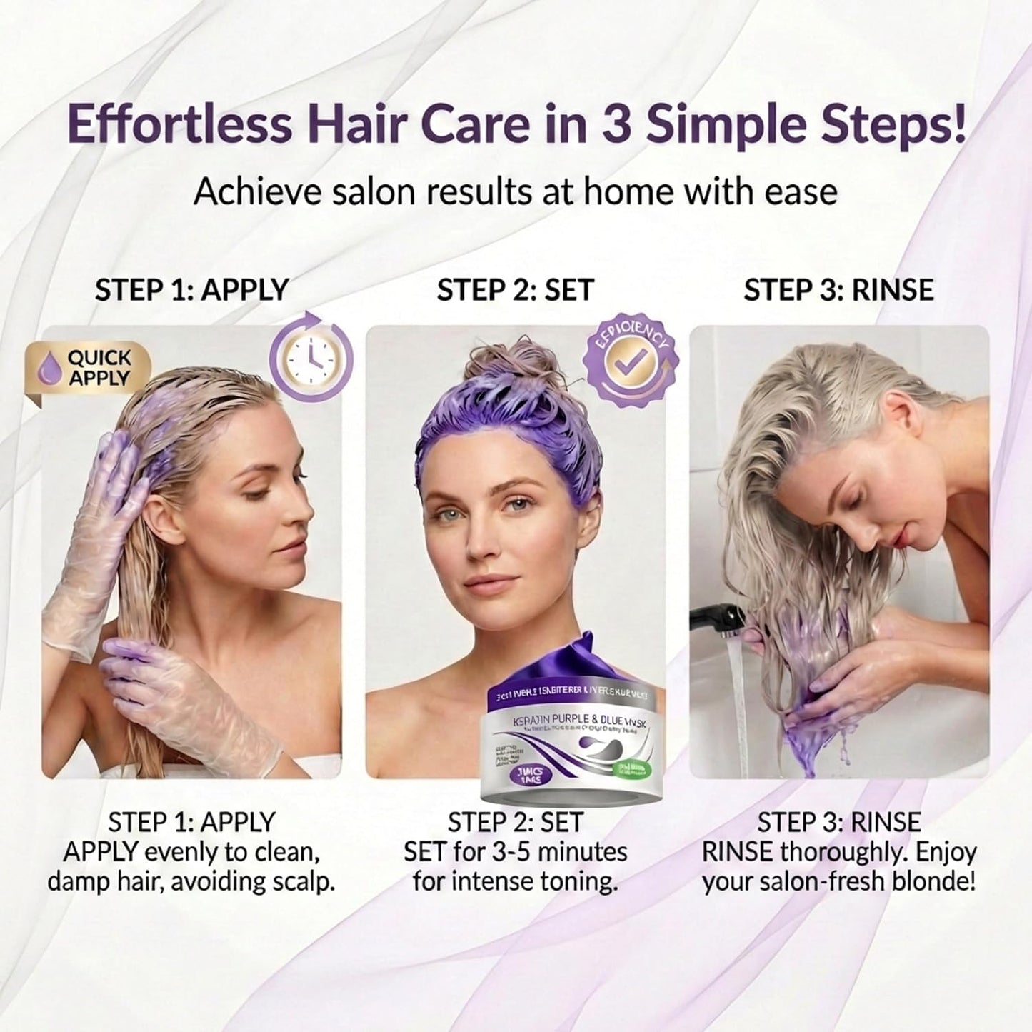 Keratin Purple Hair Mask - Deep Conditioner for Blonde, Silver & Gray Hair | Neutralizes Brassiness