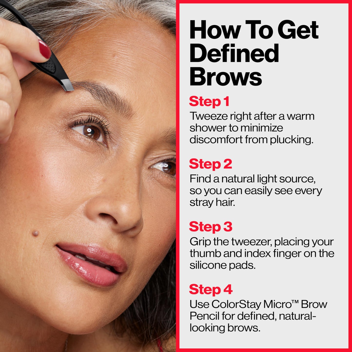 Revlon Comfort and Control Tweezer, Easy to Use Eyebrow Tool with Wide Grip, 1 count