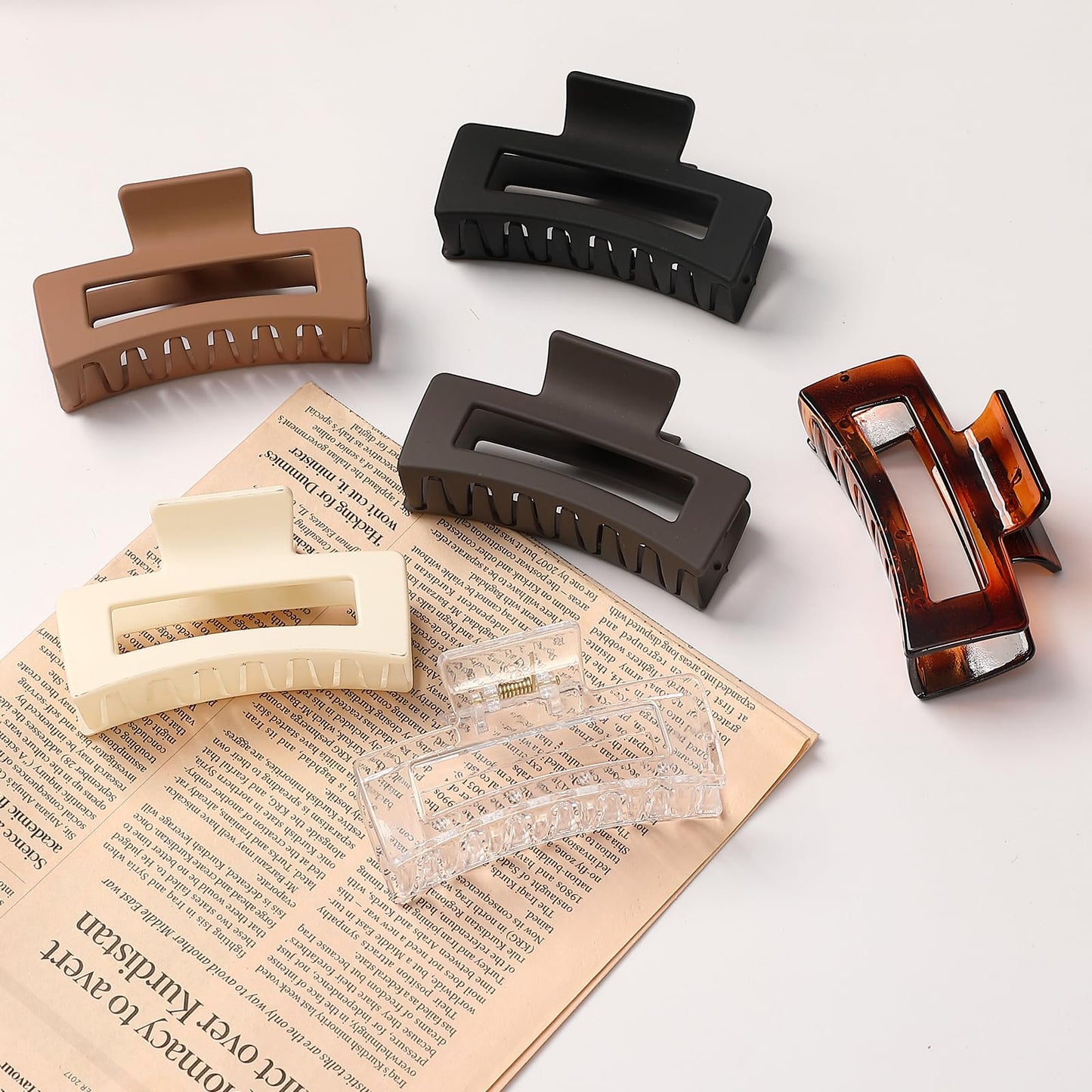 Sisiaipu 3.5 Inch Medium Hair Clips - 6 Pack Square, Rectangle, and Banana Jaw Clips for Women and Girls