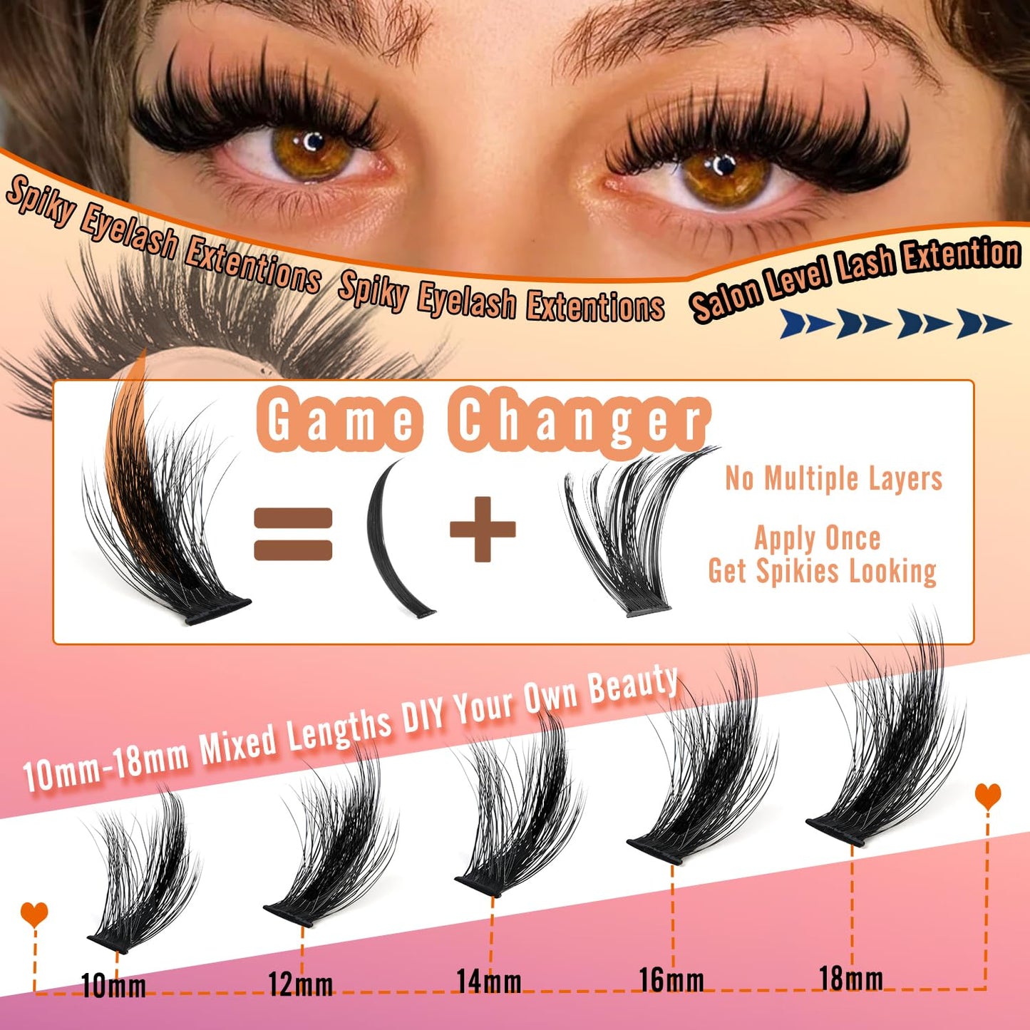 New Lash Clusters With Spikes 120D Wispy Manga Style 12-18mm Spiky Lash Cluster Bold Eyelash Extensions Locked Root Reusable Volume Spike Lashes Clusters D Curve DIY Salon Level For Gifts By Hiklasy
