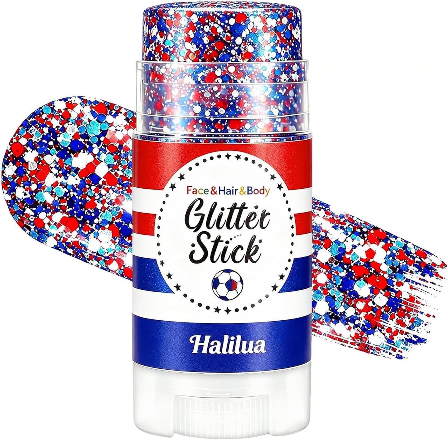 4th of July Glitter Stick - Patriotic Red, White & Blue Body Glitter for Independence Day Celebrations | Perfect for Outfits & Decorations